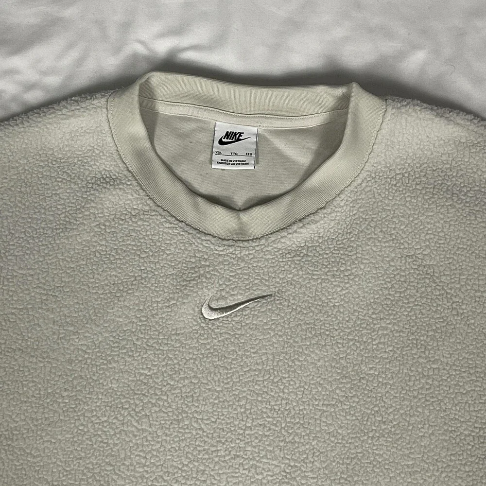 Nike NSW Plush Mod Crop Sherpa Fleece Center Swoosh Oversized Sweatshirt XXL